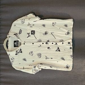 Lurking Class by Sketchy Tank Mixed White Short Sleeve Button Up Tie Shirt, M